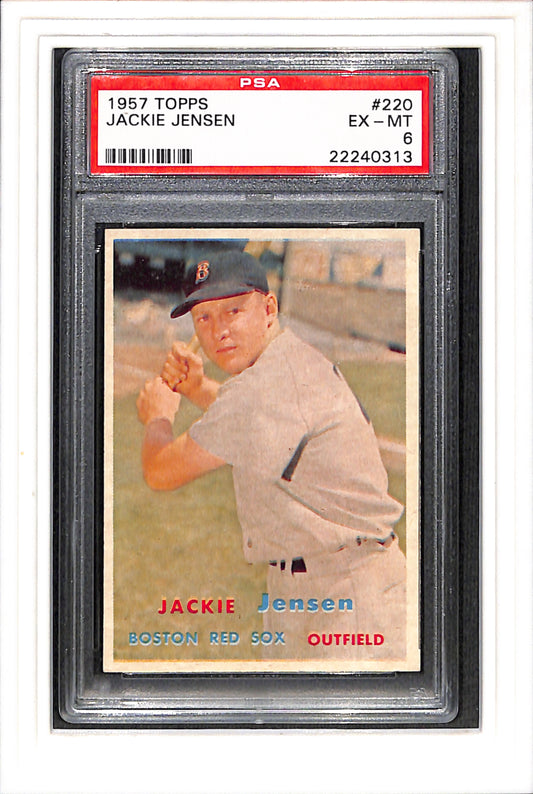 1957 Topps #220 Jackie Jensen PSA 6 SN 22240313