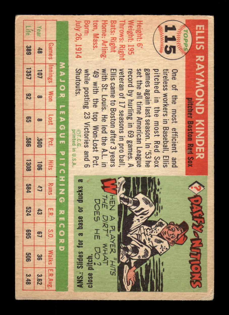 1955 Topps #115 Ellis Kinder Boston Red Sox VG MM26013761