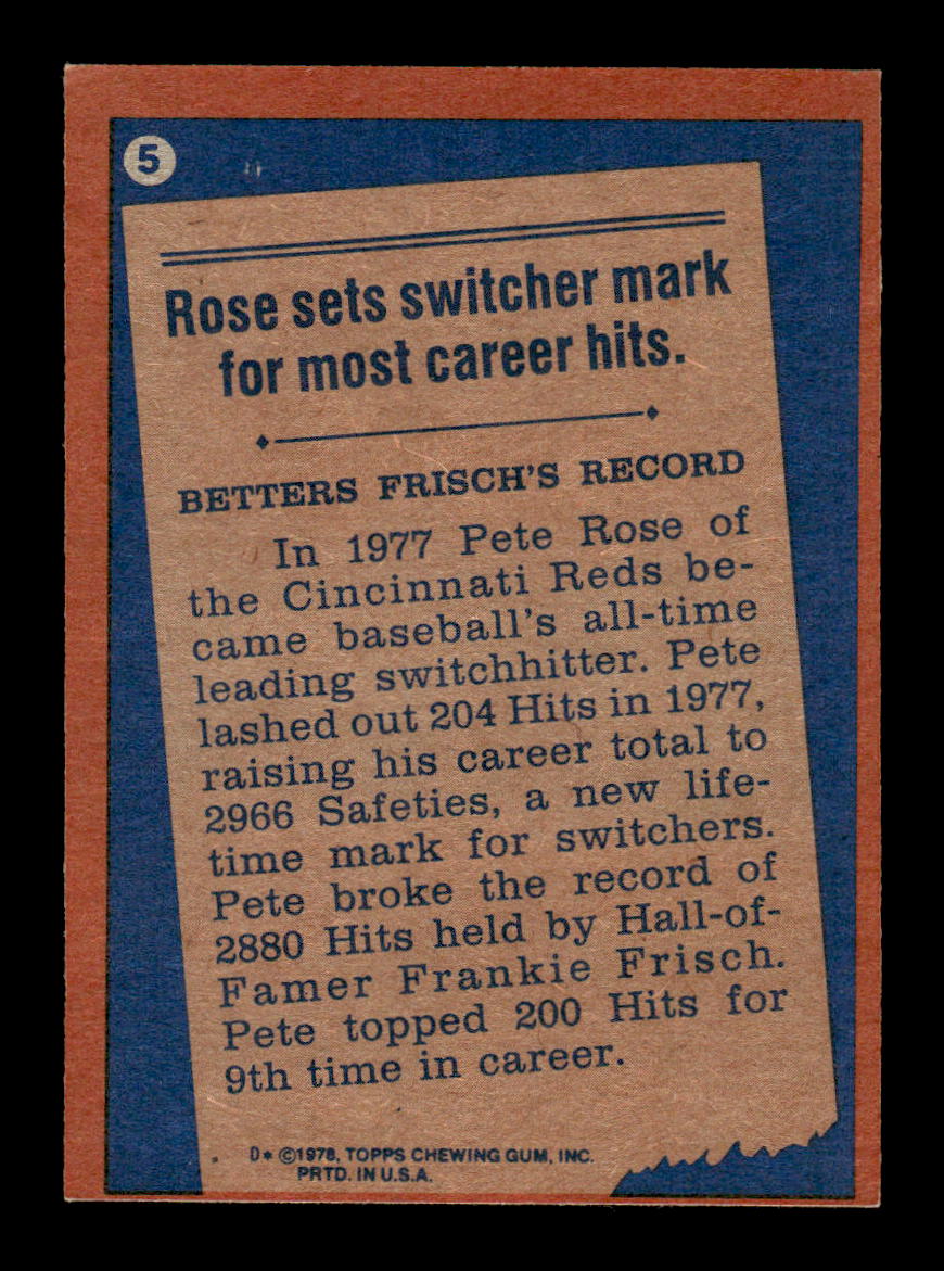 1978 Topps #5 Pete Rose Cincinnati Reds EX MM26013931