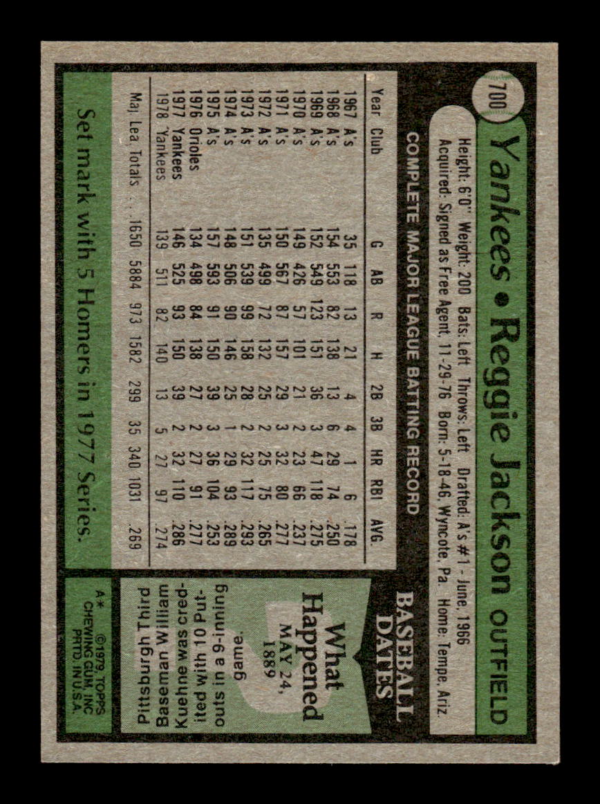 1979 Topps #700 Reggie Jackson New York Yankees EX MM26013932
