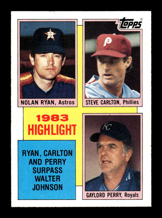 1984 Topps #4 Nolan Ryan / Steve Carlton / Gaylord Perry EX MM26013933