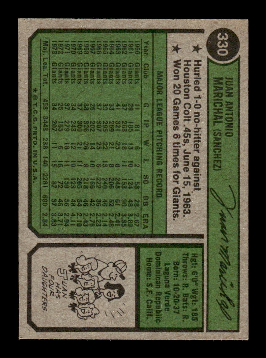 1974 Topps #330 Juan Marichal San Francisco Giants EX MM26013935
