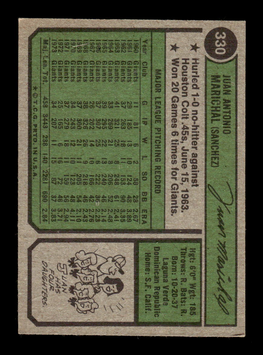 1974 Topps #330 Juan Marichal San Francisco Giants EX MM26013941