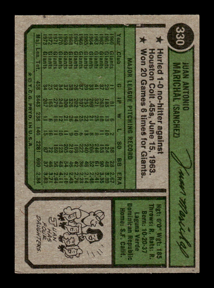 1974 Topps #330 Juan Marichal San Francisco Giants EX MM26013943