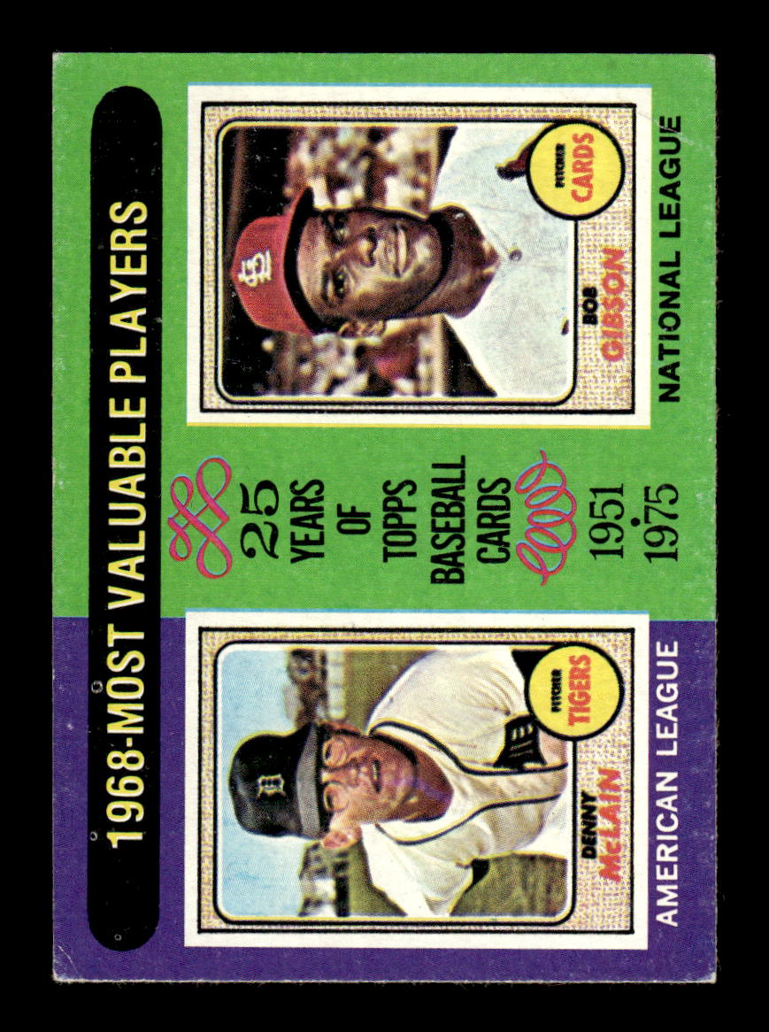 1975 Topps #206 1968 MVPs (Denny McLain / Bob Gibson) EX MM26013952