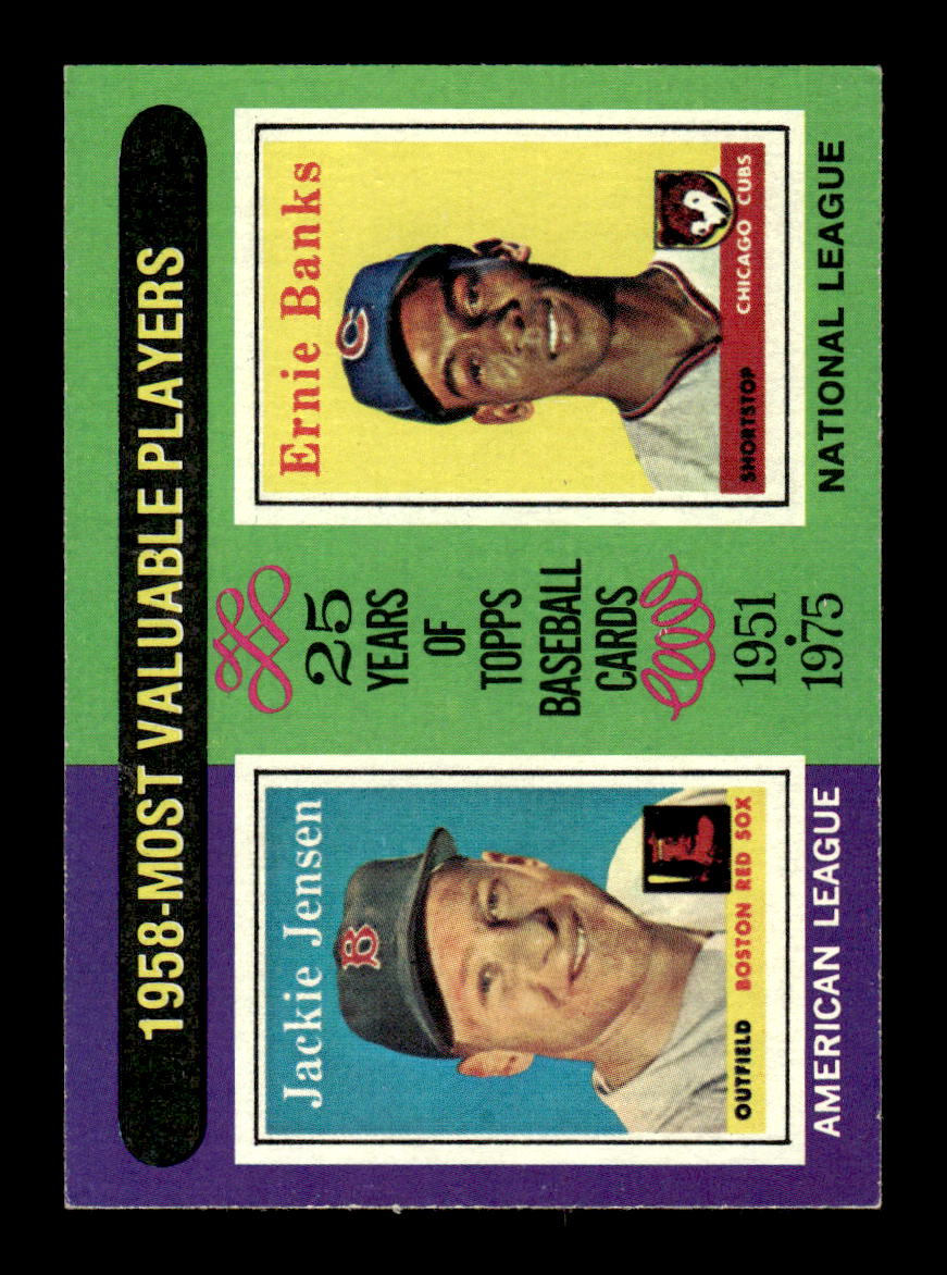 1975 Topps #196 1958 MVPs (Jackie Jensen / Ernie Banks) EX MM26013955