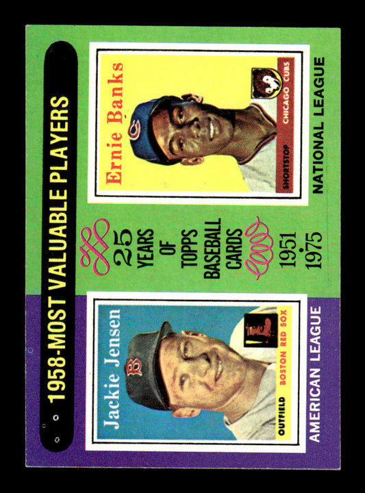 1975 Topps #196 1958 MVPs (Jackie Jensen / Ernie Banks) EX MM26013957