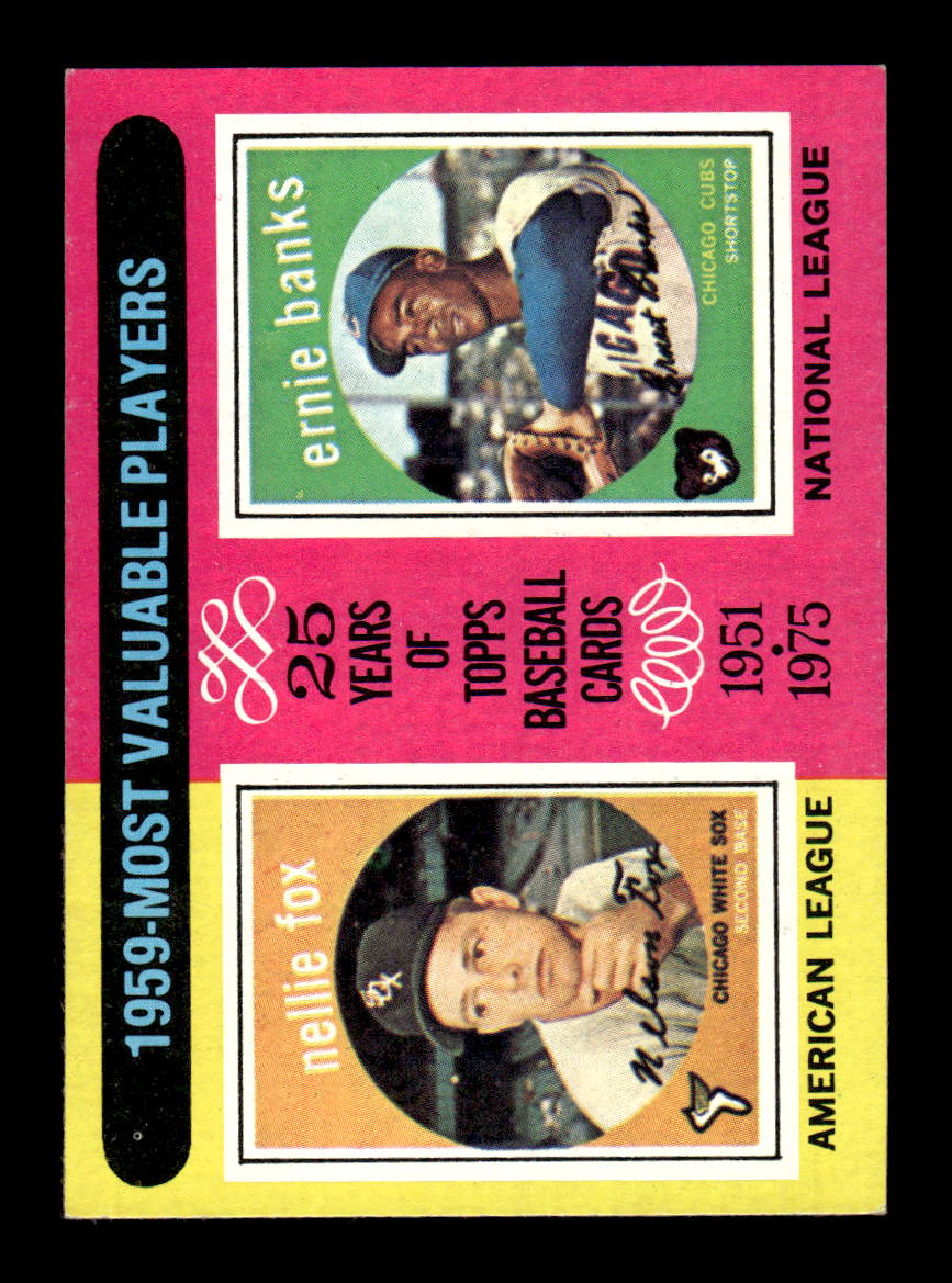 1975 Topps #197 1959 MVPs (Nellie Fox / Ernie Banks) EX MM26013970