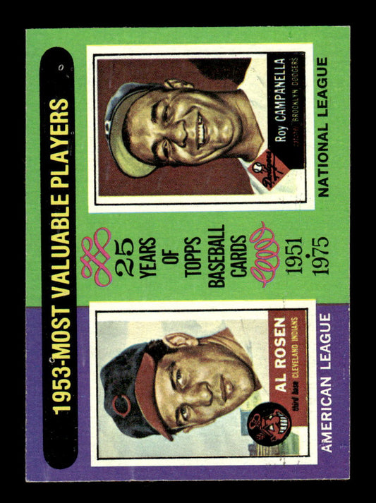 1975 Topps #191 1953 MVPs (Al Rosen / Roy Campanella) EX MM26013972