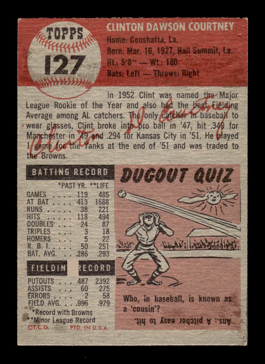 1953 Topps #127a Clint Courtney St. Louis Browns VG MM26014042