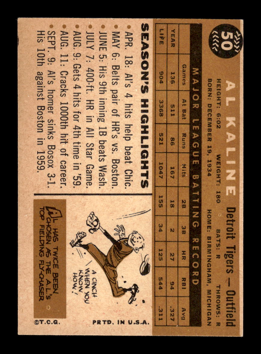 008 - 1960 Topps #50 Al Kaline Detroit Tigers EXMT MM26014058