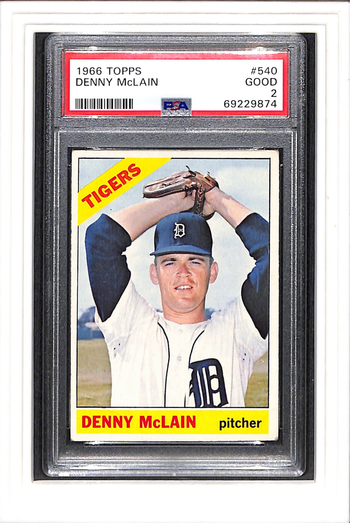 1966 Topps #540 Denny Mclain PSA 2 SN 69229874