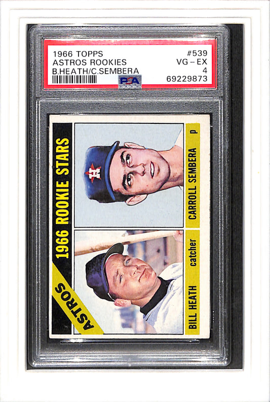 1966 Topps #539 Astros Rookies B.Heath/C.Sembera PSA 4 SN 69229873
