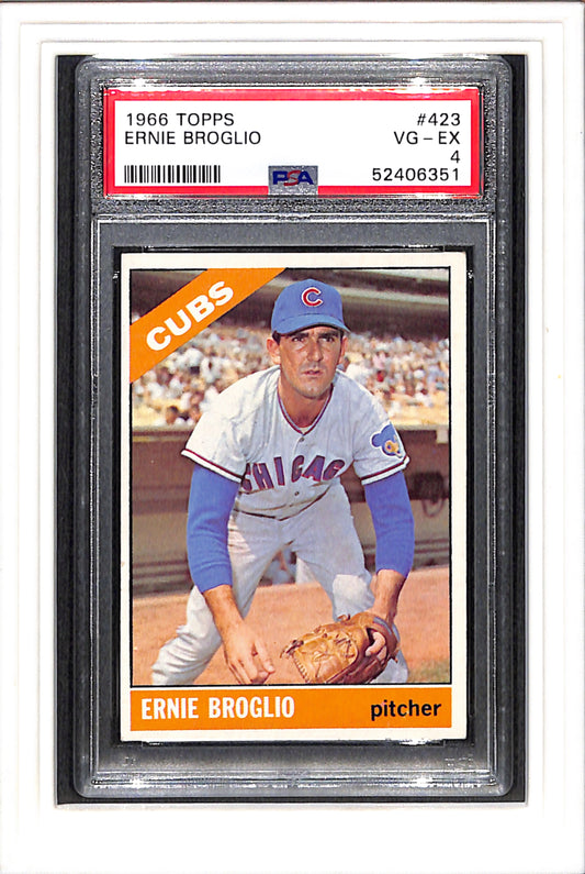 1966 Topps #423 Ernie Broglio PSA 4 SN 52406351