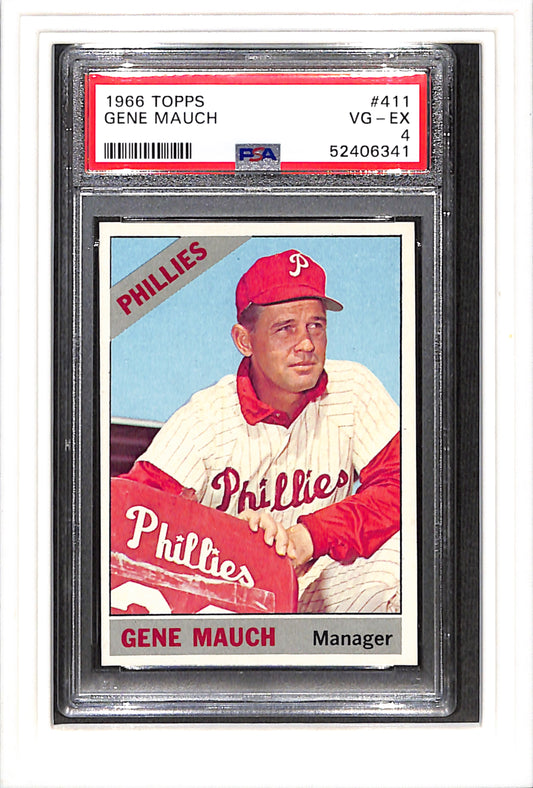 1966 Topps #411 Gene Mauch PSA 4 SN 52406341