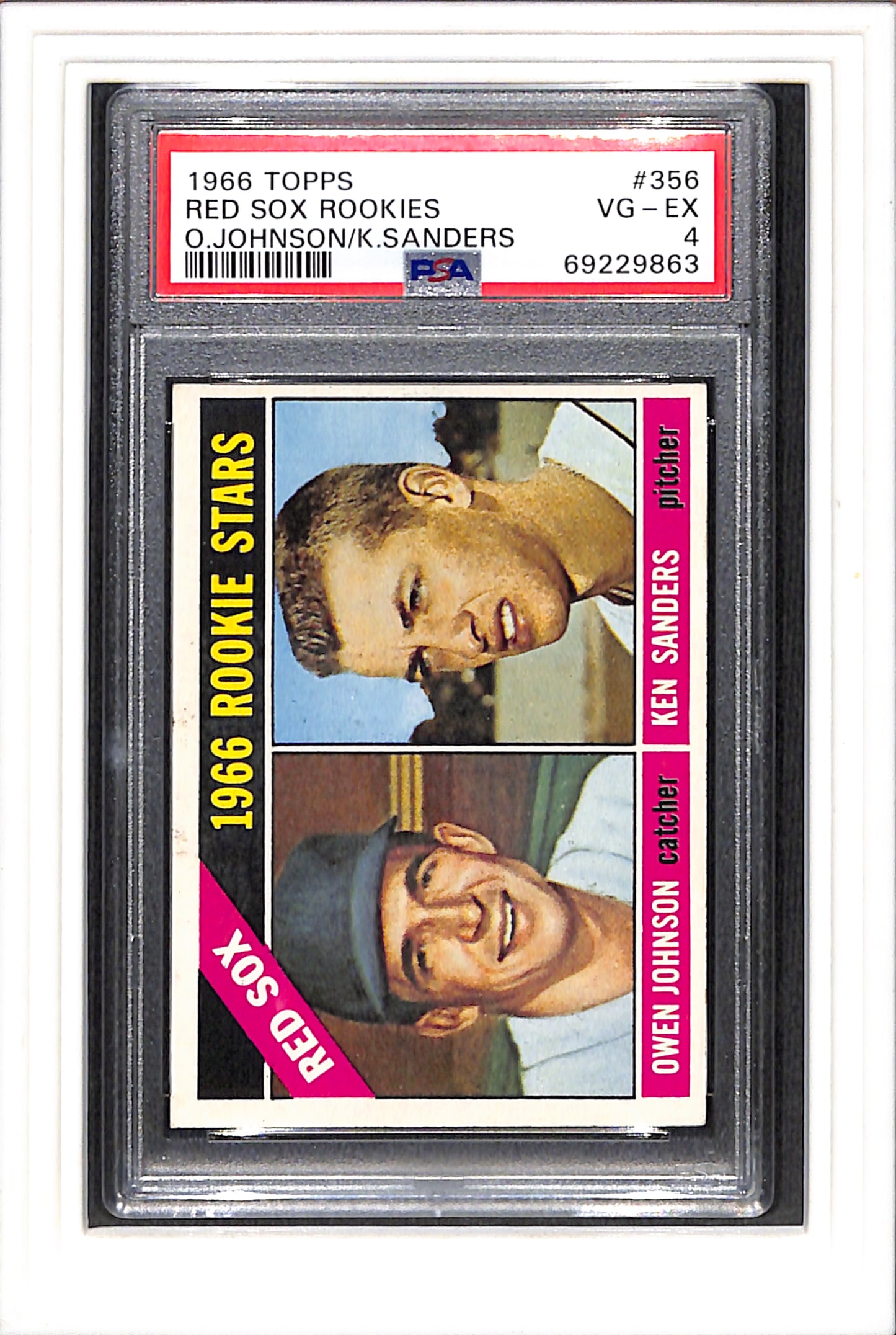 1966 Topps #356 Red Sox Rookies O.Johnson/K.Sanders PSA 4 SN 69229863
