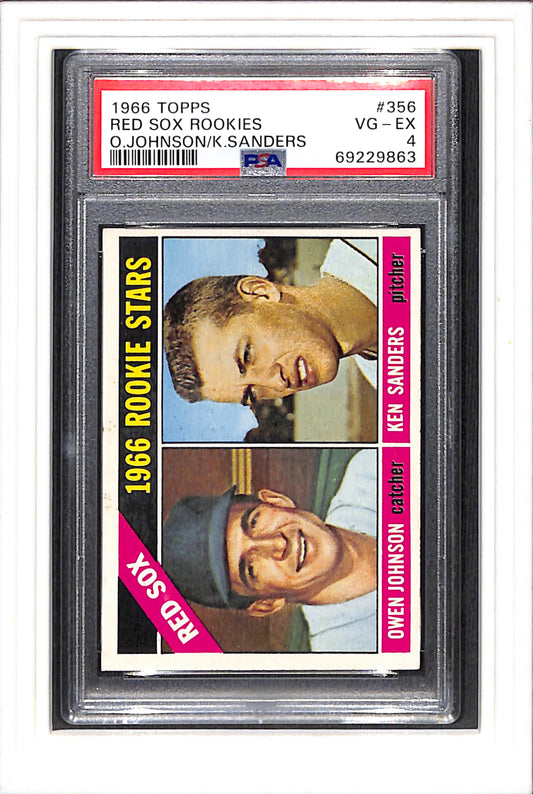 1966 Topps #356 Red Sox Rookies O.Johnson/K.Sanders PSA 4 SN 69229863
