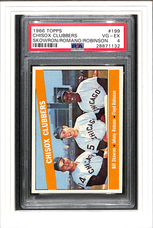 1966 Topps #199 Chisox Clubbers Skowron/Romano/Robinson PSA 4 SN 28871132