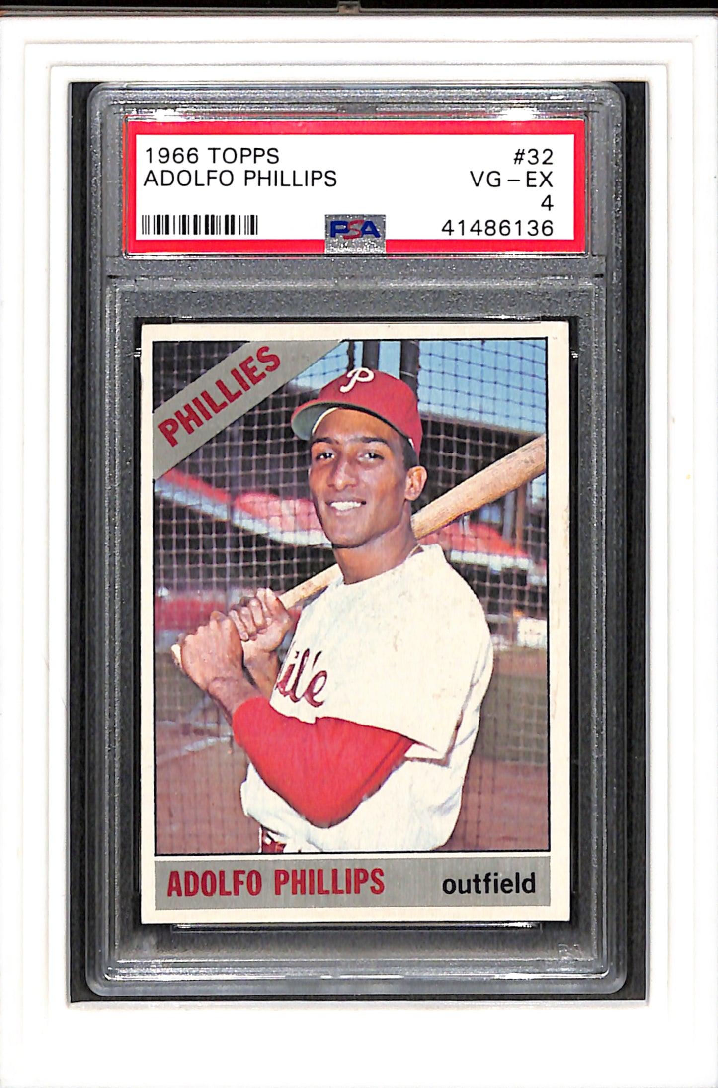 1966 Topps #32 Adolfo Phillips PSA 4 SN 41486136