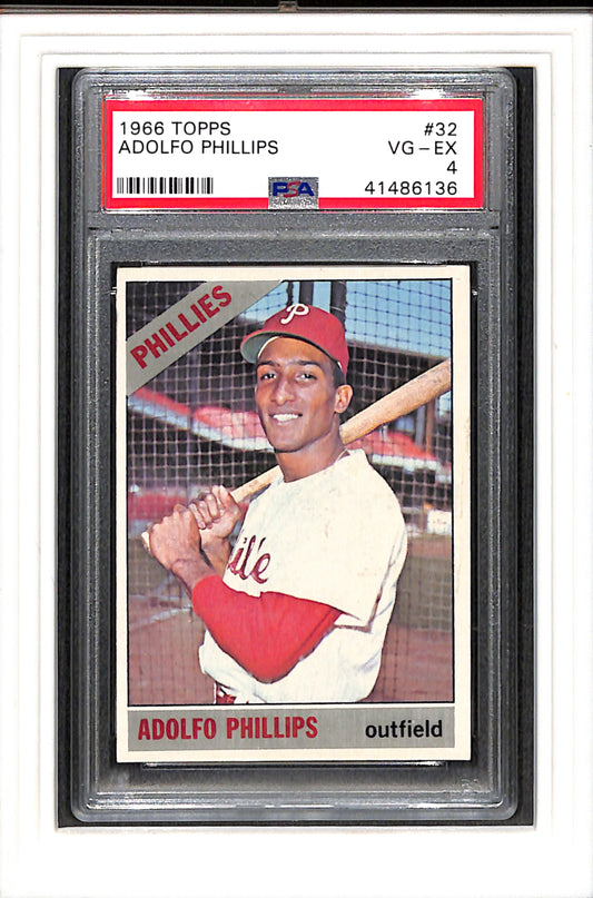 1966 Topps #32 Adolfo Phillips PSA 4 SN 41486136