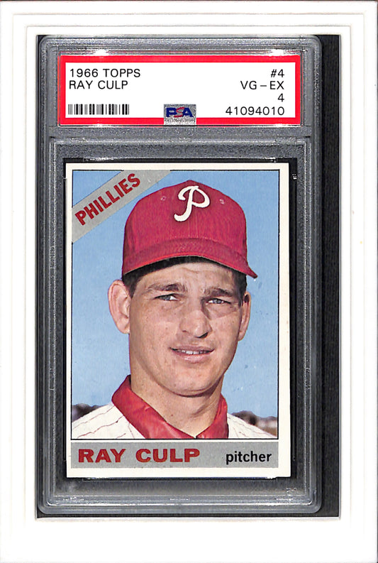 1966 Topps #4 Ray Culp PSA 4 SN 41094010