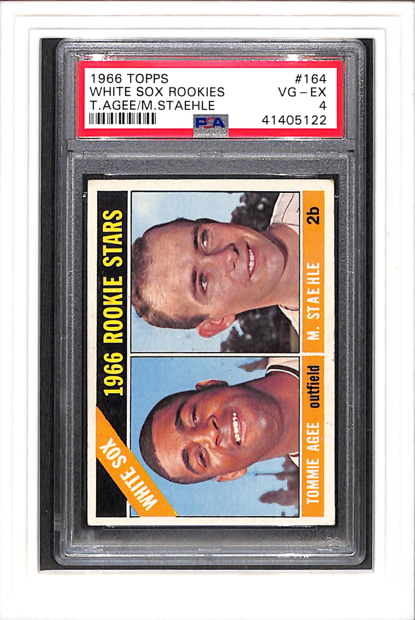 1966 Topps #164 White Sox Rookies T.Agee/M.Staehle PSA 4 SN 41405122