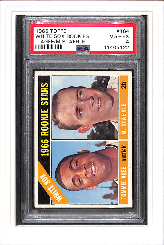 1966 Topps #164 White Sox Rookies T.Agee/M.Staehle PSA 4 SN 41405122