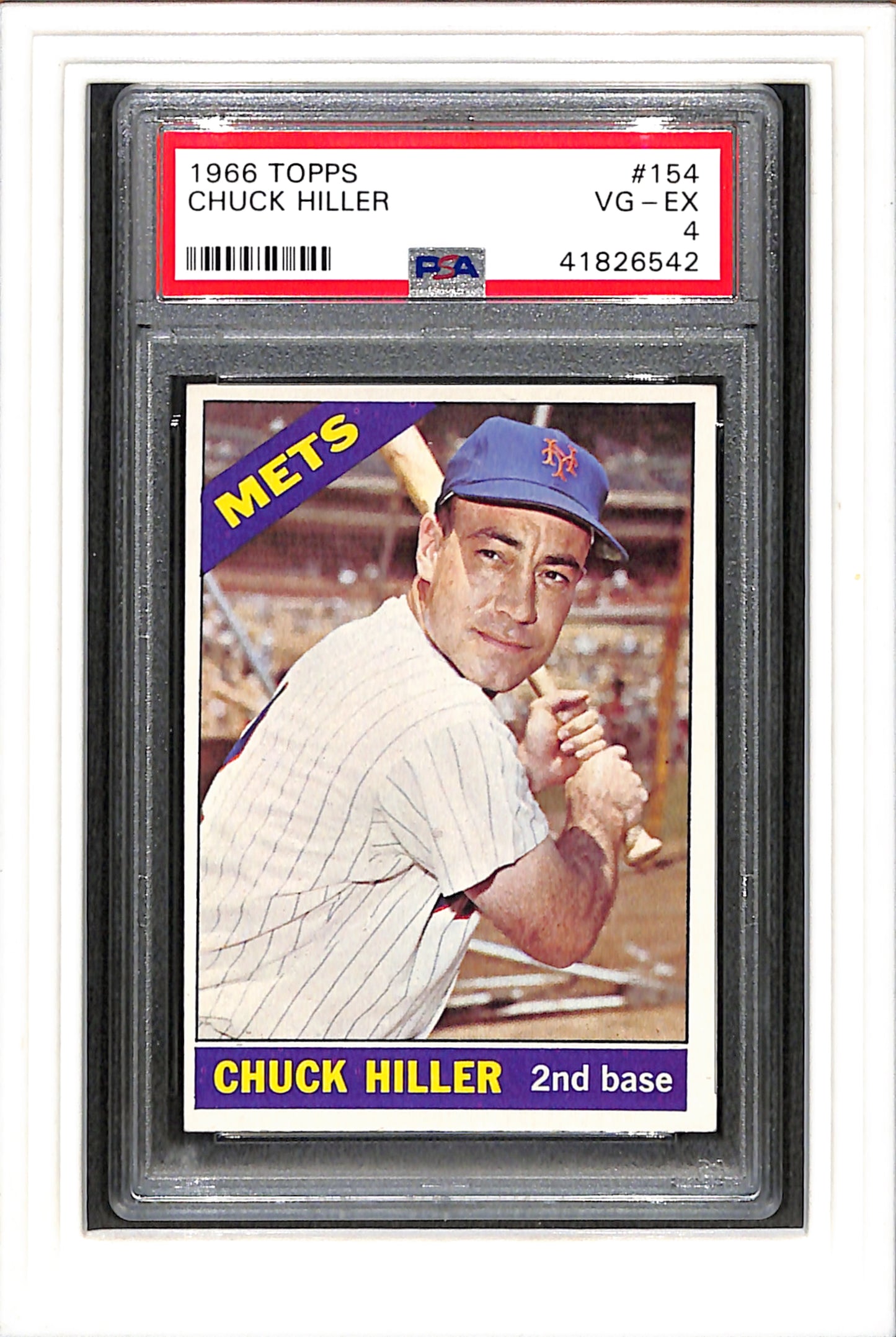 1966 Topps #154 Chuck Hiller PSA 4 SN 41826542