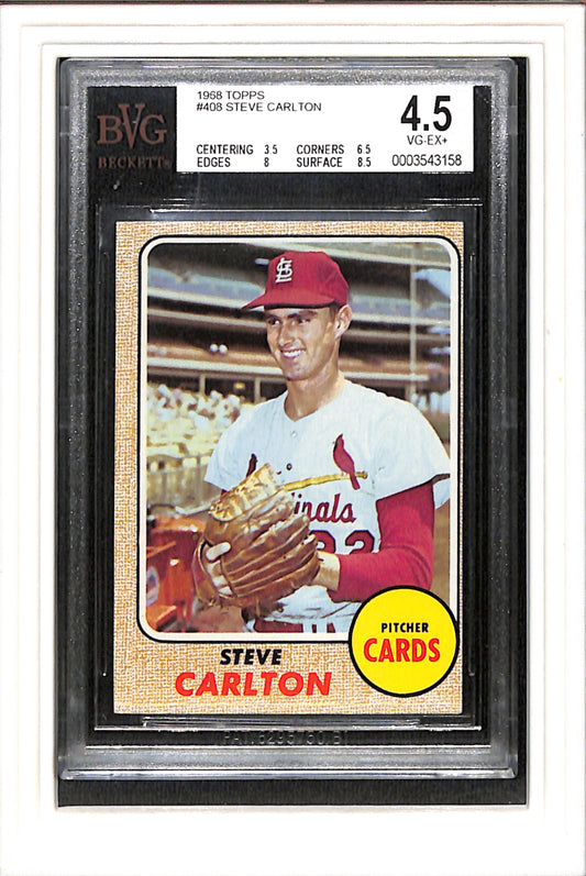 1968 Topps #408 Steve Carlton BVG 4.5 SN 0003543158