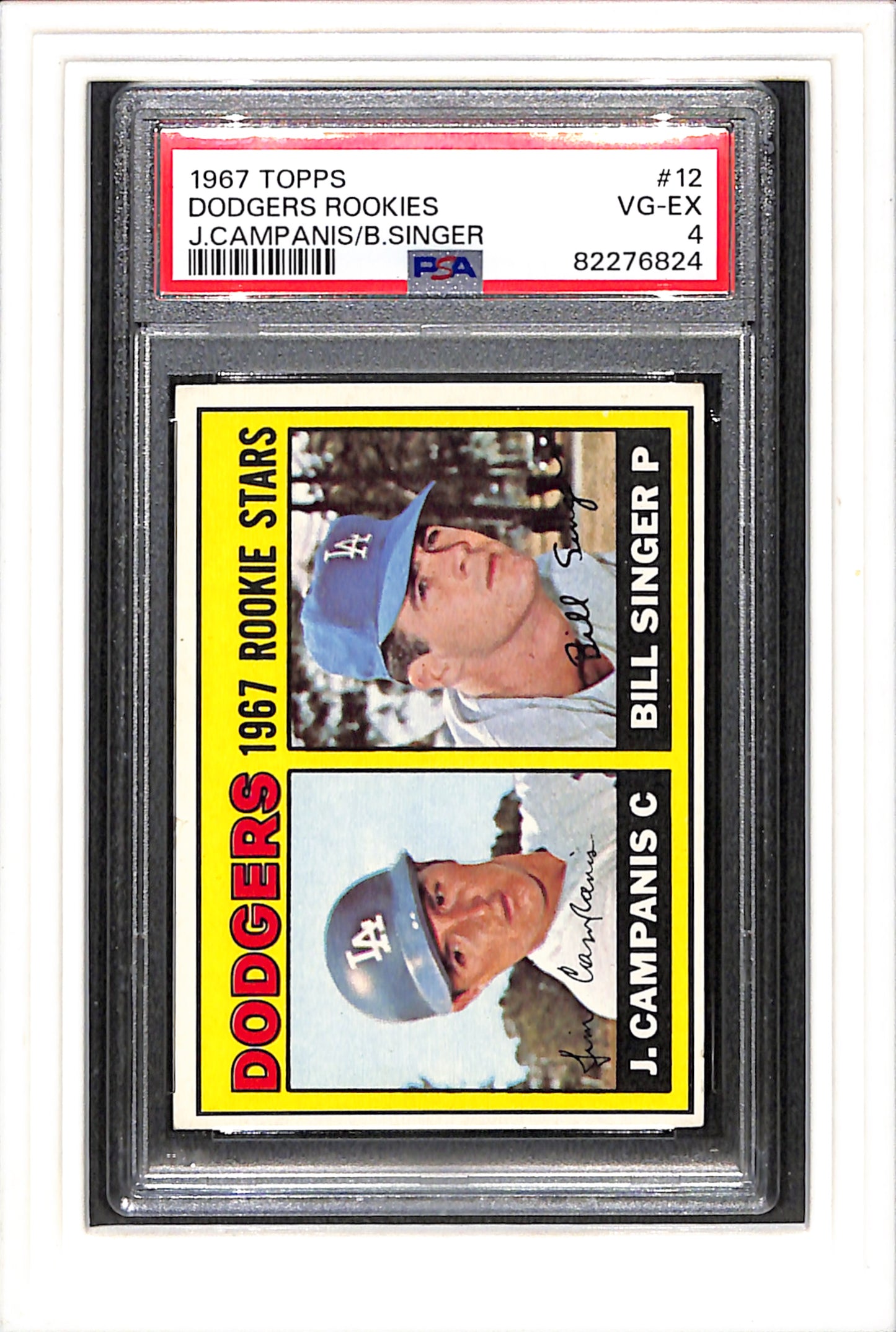 1967 Topps #12 Dodgers Rookies J.Campanis/B.Singer PSA 4 SN 82276824