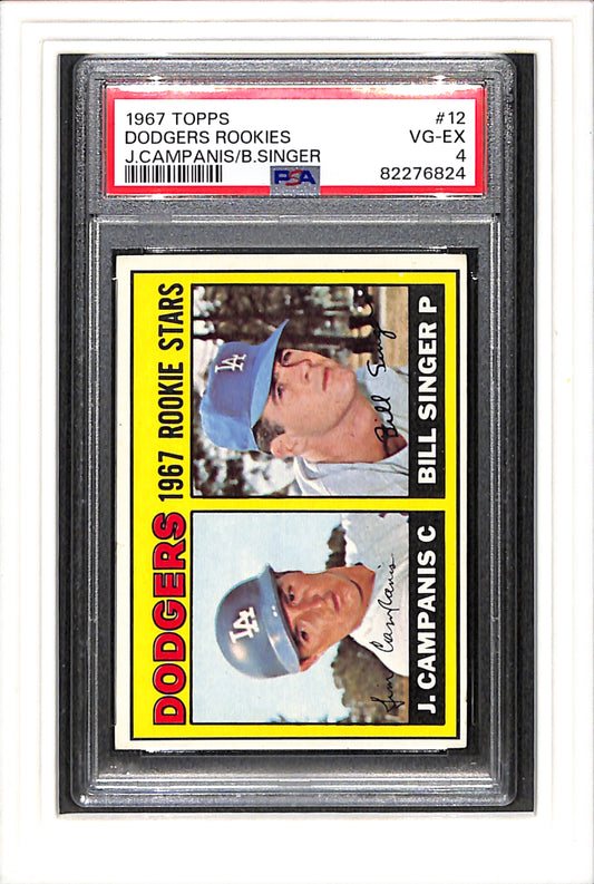 1967 Topps #12 Dodgers Rookies J.Campanis/B.Singer PSA 4 SN 82276824