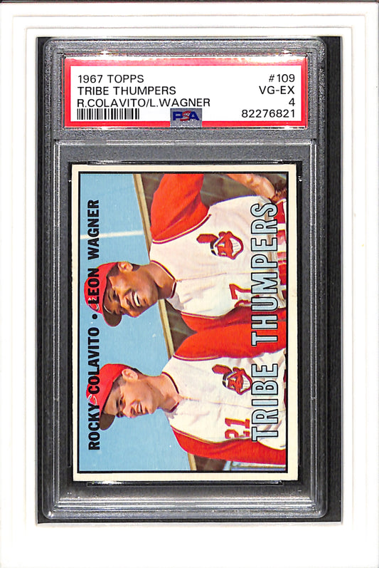 1967 Topps #109 Tribe Thumpers R.Colavito/L.Wagner PSA 4 SN 82276821