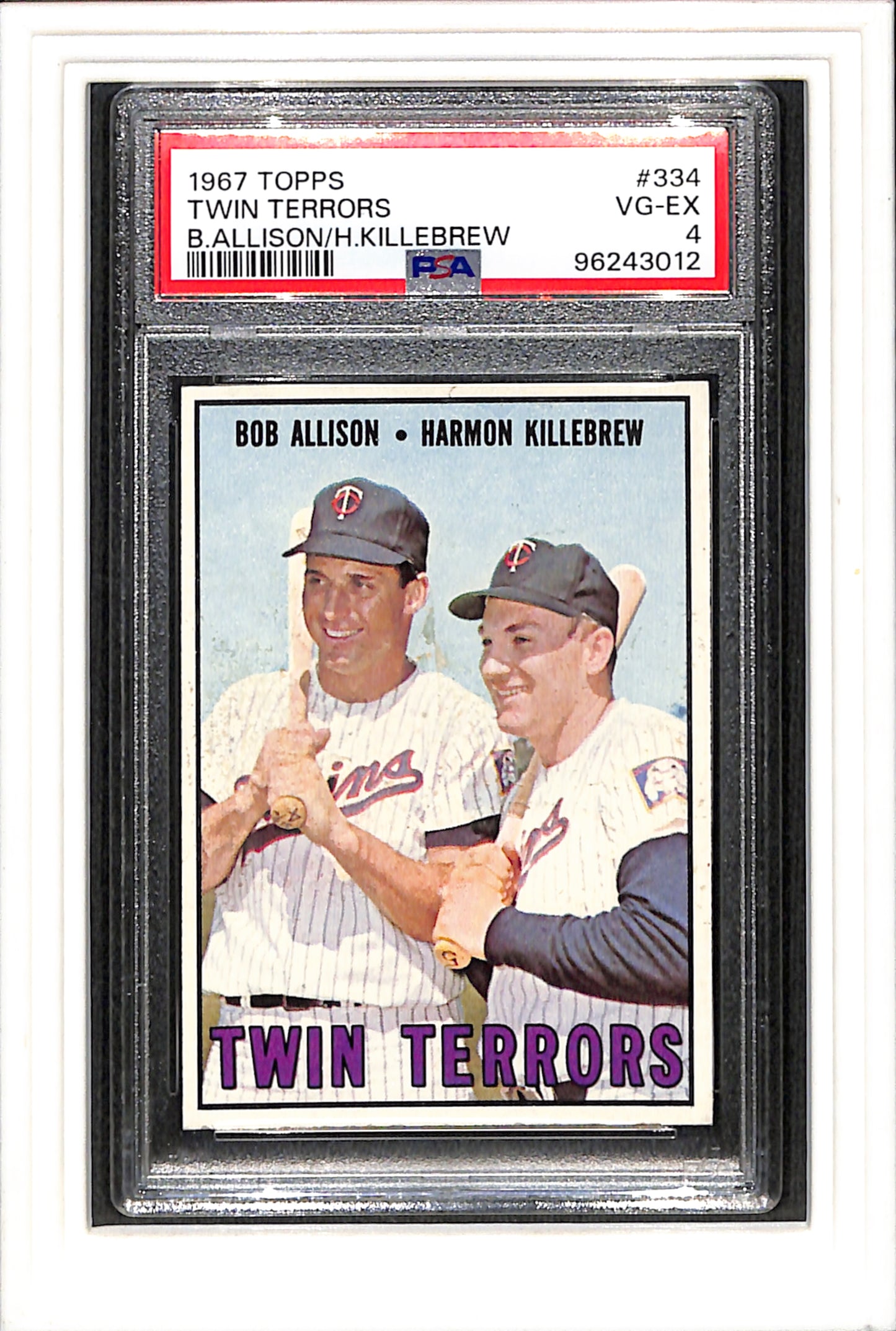 1967 Topps #334 Twin Terrors B.Allison/H.Killebrew PSA 4 SN 96243012