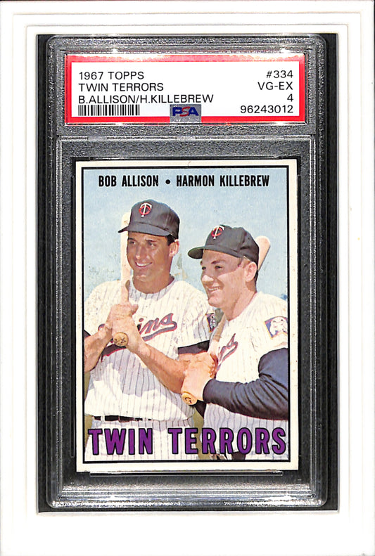 1967 Topps #334 Twin Terrors B.Allison/H.Killebrew PSA 4 SN 96243012