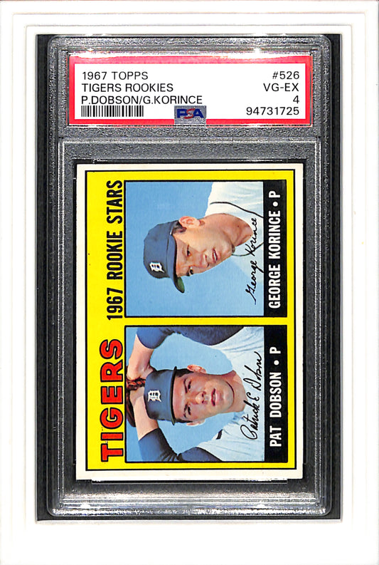 1967 Topps #526 Tigers Rookies P.Dobson/G.Korince PSA 4 SN 94731725
