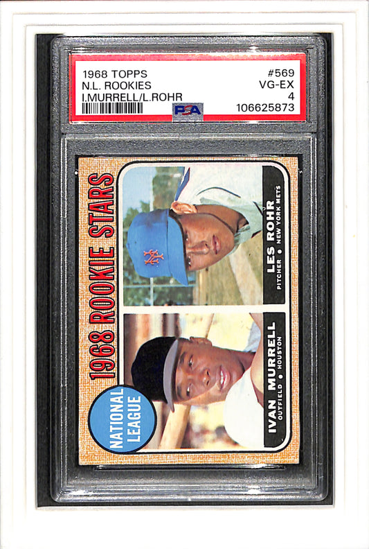 1968 Topps #569 N.L. Rookies I.Murrell/L.Rohr PSA 4 SN 106625873