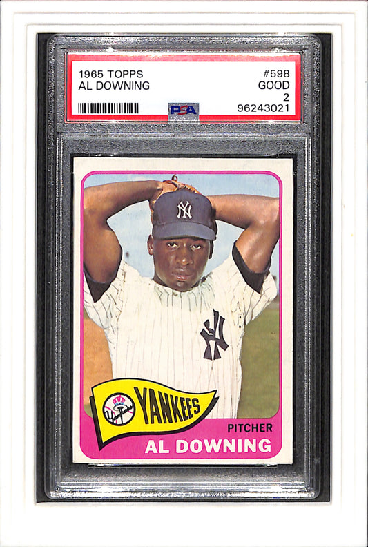1965 Topps #598 Al Downing PSA 2 SN 96243021
