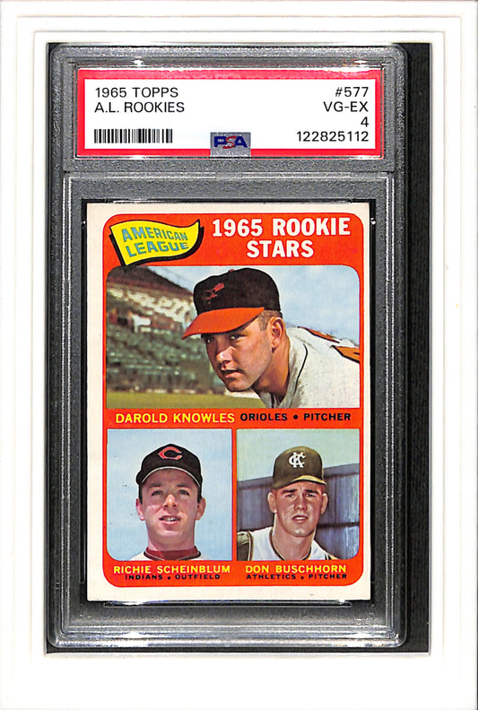 1965 Topps #577 A.L. Rookies PSA 4 SN 122825112