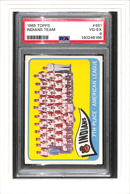 1965 Topps #481 Indians Team PSA 4 SN 140246166