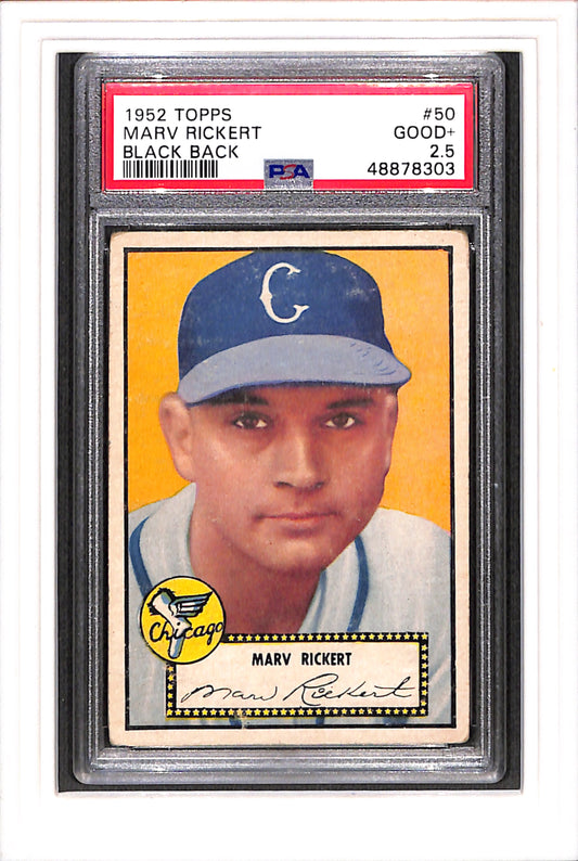 1952 Topps #50 Marv Rickert Black Back PSA 2.5 SN 48878303