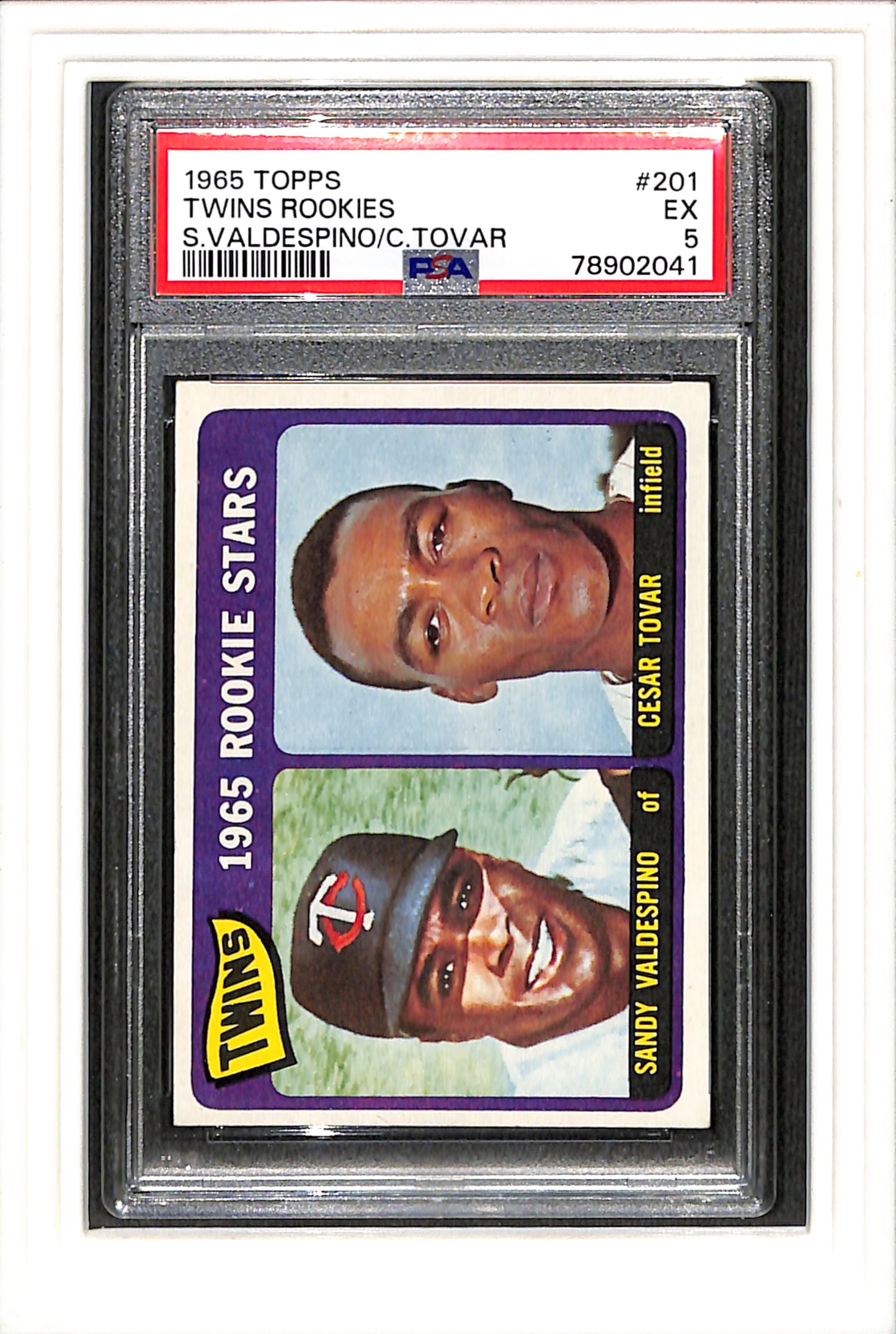 1965 Topps #201 Twins Rookies S.Valdespino/C.Tovar PSA 5 SN 78902041