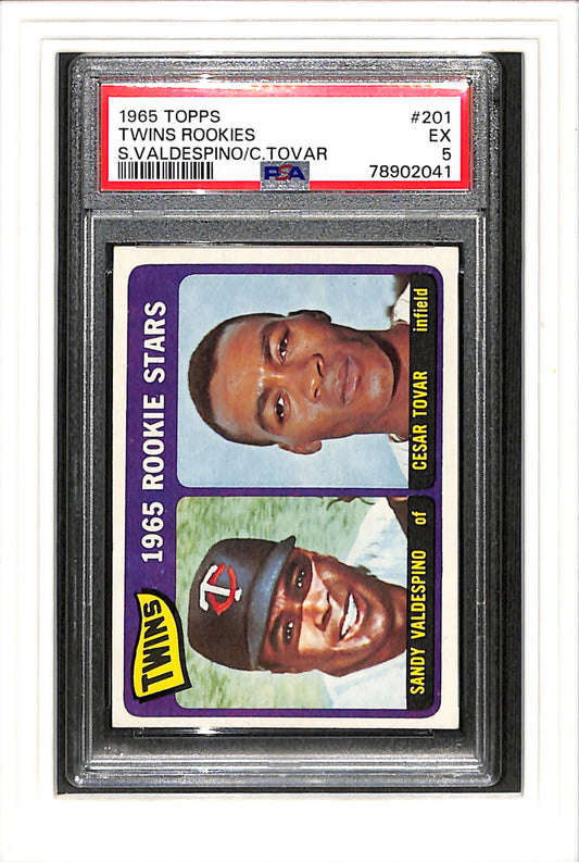 1965 Topps #201 Twins Rookies S.Valdespino/C.Tovar PSA 5 SN 78902041