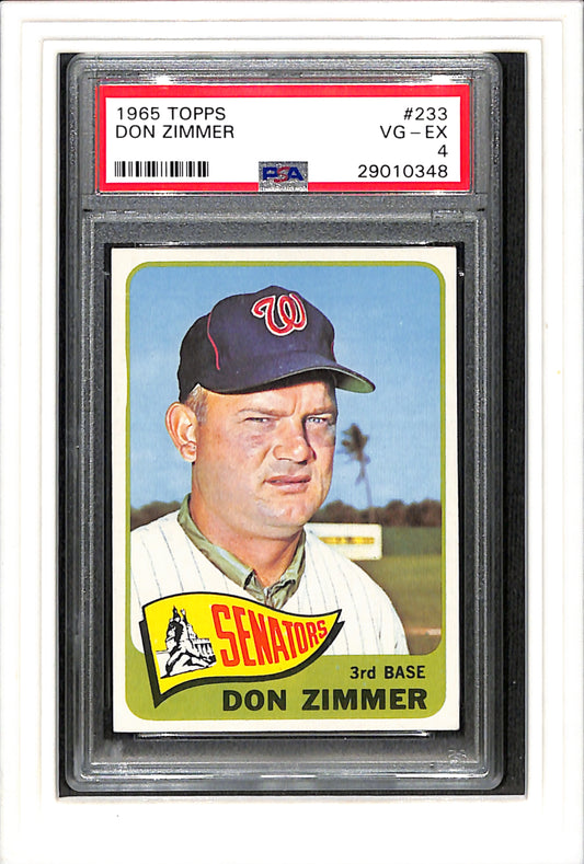 1965 Topps #233 Don Zimmer PSA 4 SN 29010348