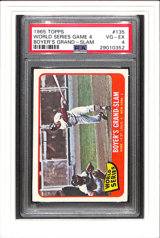 1965 Topps #135 World Series Game 4 Boyer'S Grand-Slam PSA 4 SN 29010352