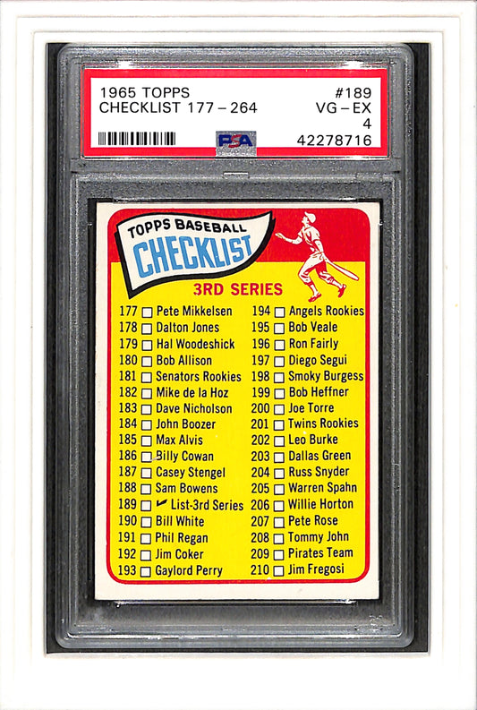 1965 Topps #189 Checklist 177-264 PSA 4 SN 42278716