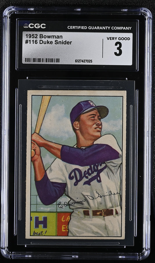 1952 Bowman #116 Duke Snider CGC 3 SN 6127427025