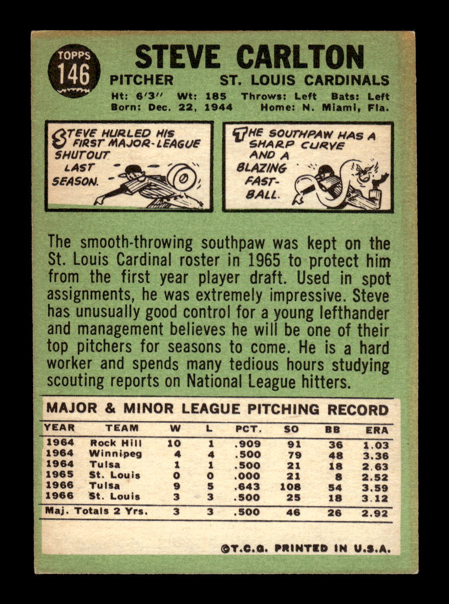 1967 Topps #146 Steve Carlton St. Louis Cardinals VG CS26014233
