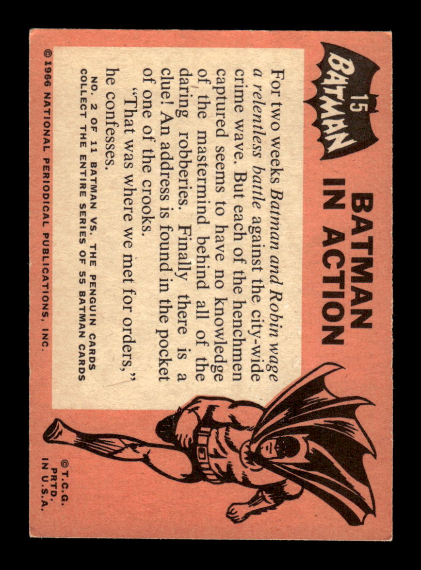 1966 Topps Batman (Black Bat Logo) #15 Batman in Action VG CS26014263