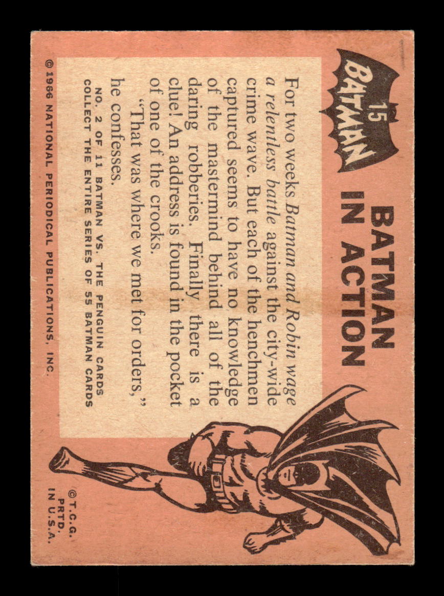 1966 Topps Batman (Black Bat Logo) #15 Batman in Action VG CS26014264