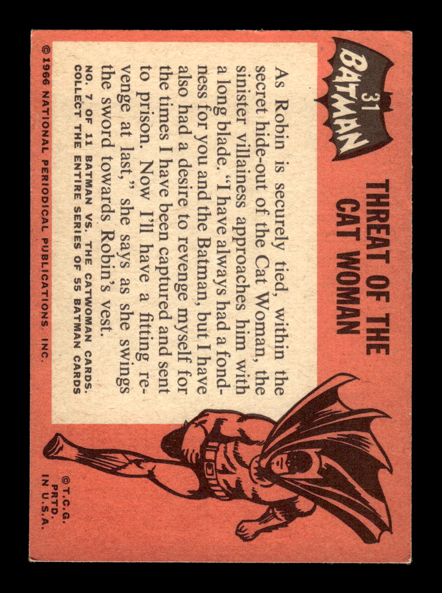 1966 Topps Batman (Black Bat Logo) #31 Threat of the Cat Woman VGEX CS26014274